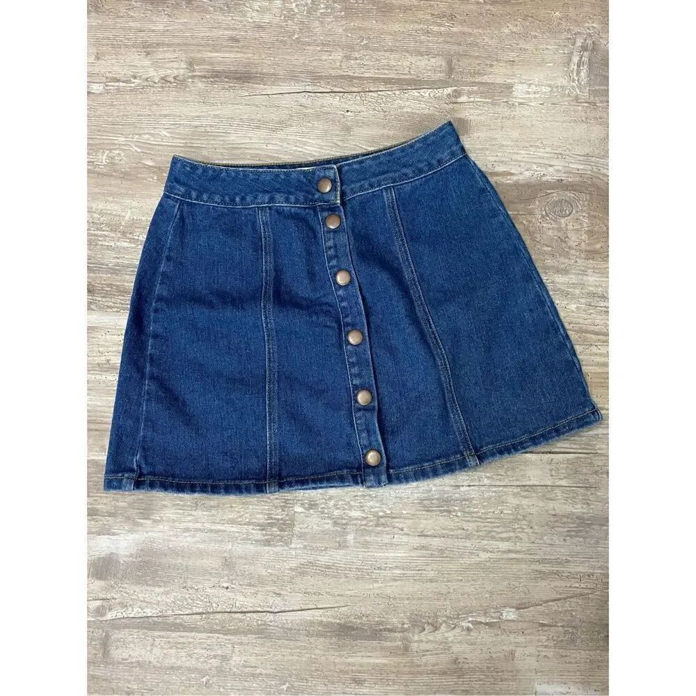 Melville Denim Mini Skirt Button Up Front Sz 26